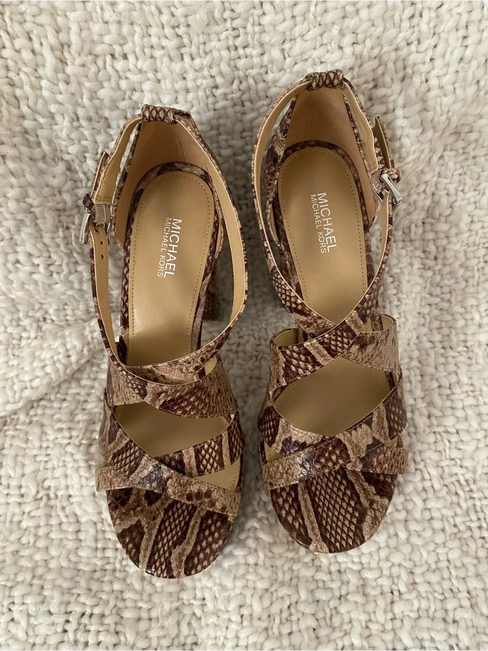 Michael Kors Brown Snake-Print Platform Heels